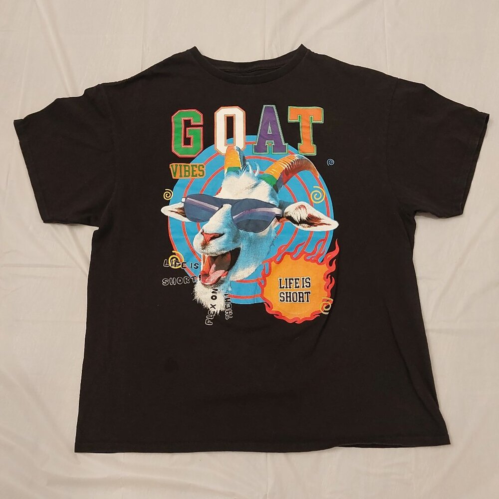GOAT Vibes Black T-Shirt - XL, Papercut Collection, "Life Is Short, Flex On Them